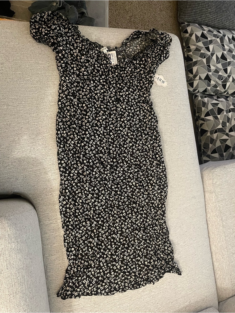Black Floral Midi Dress - Unknown Brand